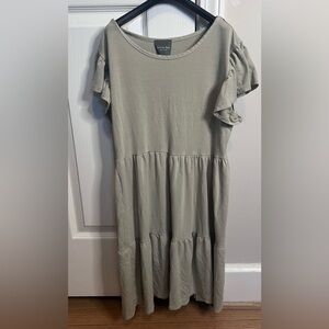 Olivia Rae Ruffle Sleeve Tiered Dress in Green